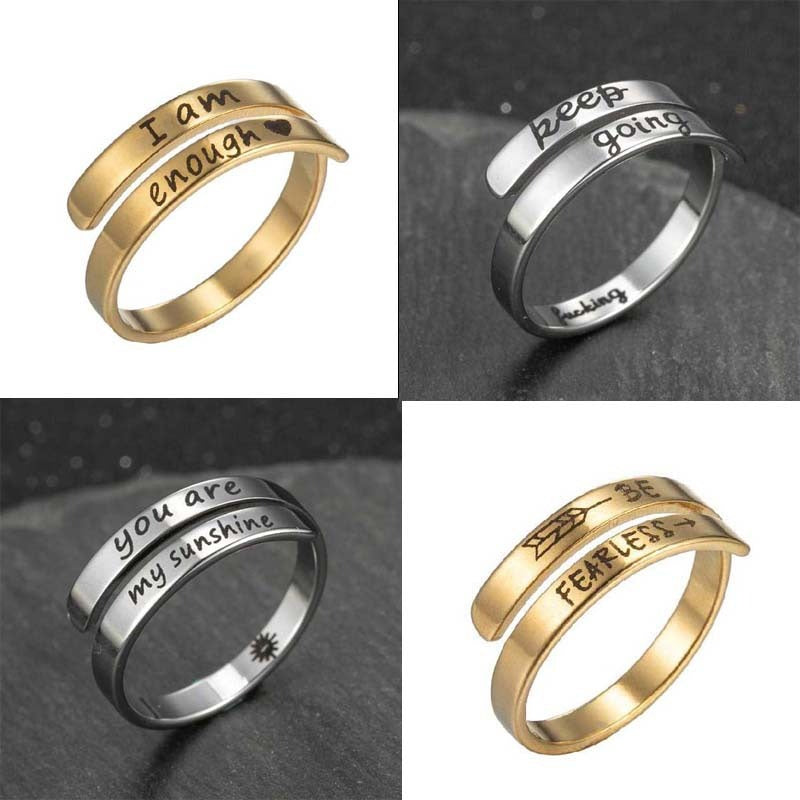 Retro Stainless Steel English Double Ring Stylish Accessory