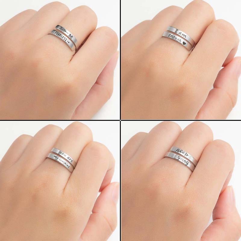 Retro Stainless Steel English Double Ring Stylish Accessory