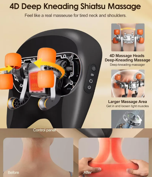 Neck & Shoulder Massage Pillow - Deep-Kneading Relief