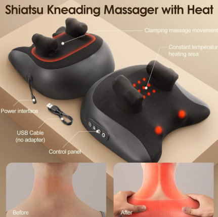 Neck & Shoulder Massage Pillow - Deep-Kneading Relief